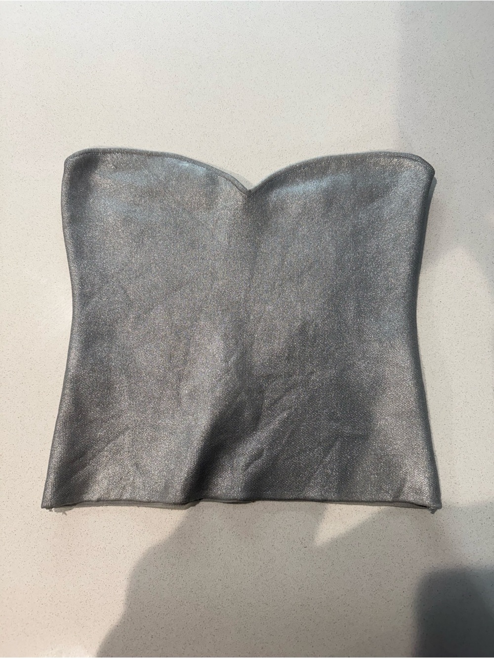 Zara Stretchy Silver Strapless Bustier Top